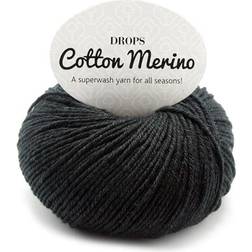 Drops Design Cotton Merino Uni Colour Svart 110m