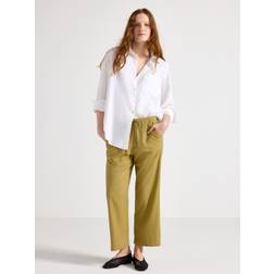 Lindex Bella Straight Cropped Trousers Linen Blend