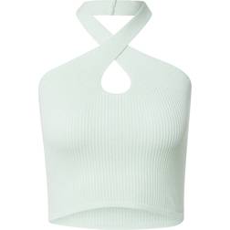 Urban Classics Ladies Rib Knit Crossed Neckholder Top - Pastel Green