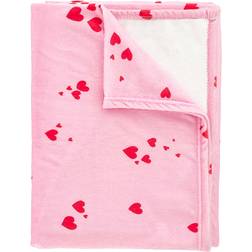 Catherine Lansfield Hearts Pink Fleece Throw Blankets Pink (240x200cm)