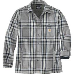 Carhartt Men's Relaxed Fit Heavyweight Flannel Sherpa-Lined Shirt - Asphalt