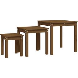 vidaXL 824976 Honey Brown Småbord 55x55cm 3st