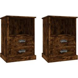vidaXL Cabinets Smoked Oak Bedside Table 36x43cm 2pcs