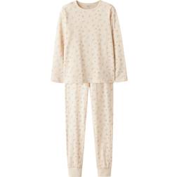 Name It Natsæt Flower Turtledove Nattøj - Creme/Grøn/Lyserød/Gammelrosa
