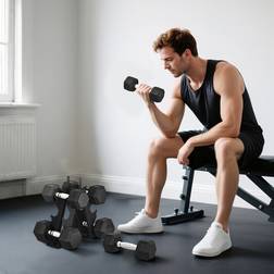 Sportnow 36KG Hex Dumbbell Set Rubber Coated Weights