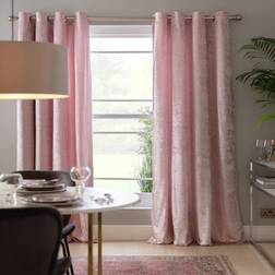 Argos Crushed Velvet Fully Lined Eyelet Curtains Blush
