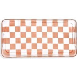Habitat Checkered Glass Trinket Pink Red Serving Tray
