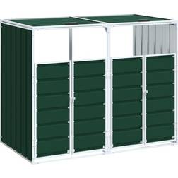 vidaXL Mülltonnenbox für 2 Tonnen Grün 144x81x113 cm Stahl (Gebäudefläche )