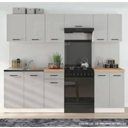 Summer 7 Unit Kitchen Cabinets Set - Light Grey Gloss