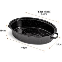 VonShef Enamel Self-Basting Tin With Lid 18 x 27 x 41 cm Roasting Pan