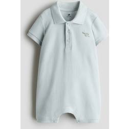 H&M Collared Romper Suit - Light Blue/Turtle