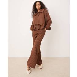 Glamorous Poplin Pull On Trouser - Brown Stripe