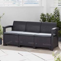 Trueshopping Rattan 3 Seater Graphite with Grey Modular Sofa
