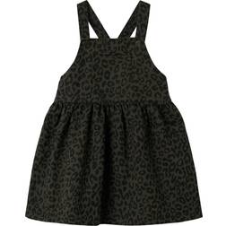Name It Lela Leo Twill Dress Mockingbird - Taupe/Sort