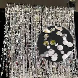 Shein Silver Mirror Sequin Curtain Decor 10pcs