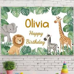 Shein Personalized Jungle Zoo Animal Birthday Background