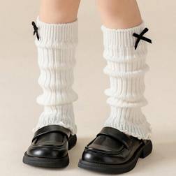Shein Lolita Style Bow Decorated Knee Warmers - Spring Autumn