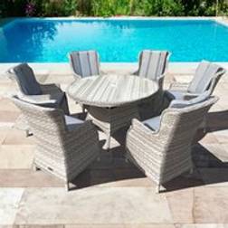 Oseasons Knightsbridge XL Rattan 6 Seat Dove Grey Patio Dining Set