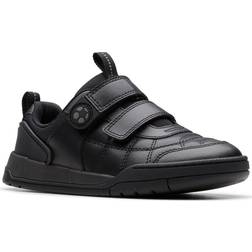 Clarks Laser Cross Kid Leather Shoes - Black