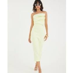 River Island Womens Green Sculpted Bandeau Tailored Midi Dress