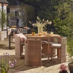 GoodHome Elos Beige Rattan Effect 4 Seater Patio Dining Set