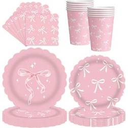 Shein Pink Bow 9 Inch Plates Napkins Set