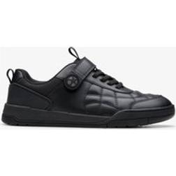 Clarks Laser Cross Youth Leather Trainers - Black