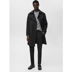 Mango Water Repellent Belted Trench Coat - Black