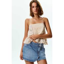 Pull&Bear Blå Slå Om-Mininederdel Denim
