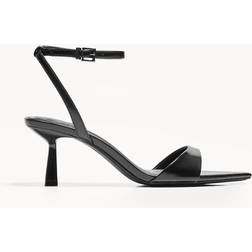 Bershka Heeled Sandals With Ankle Strap - Black