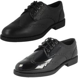 Clarks Lightweight Leather Brogue Lace Up School Shoes - Black