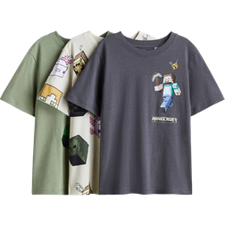 H&M Printed T-shirts 3-pack - Dark Grey/Minecraft (1117463034)