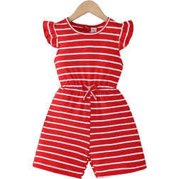 Shein Young Girl Casual Striped Print Jumpsuit - Summer