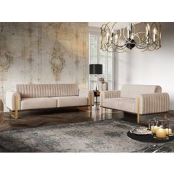 Fun-Möbel Valerie Beige Sofa 228cm 2pcs 3 Seater, 2 Seater
