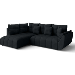 AX Living Couch With Bed Function Corleone Black L Shape Sofa 266cm 5 Seater