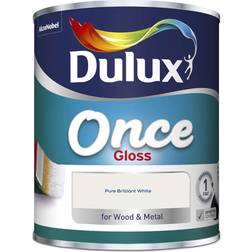 Dulux Once Gloss Wood Paint Pure Brilliant White 0.75L