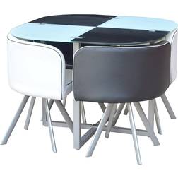 Kosy Koala Leather White/Black Dining Set 90x90cm 5pcs