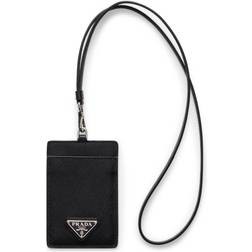 Prada Logo Saffiano Badge Holder Black
