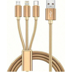 Shein USB A - Lightning/USB C/Micro USB B M-M Gold 1.2m