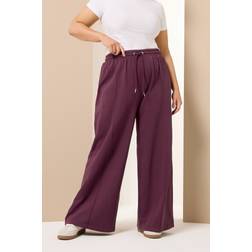 Yours Wide Leg Joggers Women's Curve Plus Size - Burgundy