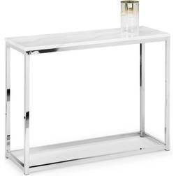 Julian Bowen Scala White Marble/Chrome Console Table 35x100cm