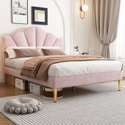 Fjørde & Co Akershus Upholstered Pink UK King 150 x 200 cm Frame Bed