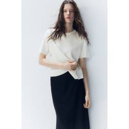 H&M T-Shirt aus Feinstrick Damen - Weiß