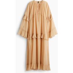 H&M Chiffonkleid Mit Volants Damen - Beige