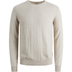 Jack & Jones Emil Plain Knitted Pullover - Beige/Oatmeal