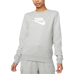 Nike Sportswear Club Fleece Women's Logo Crew Neck Sweatshirt - Dark Grey Heather/White