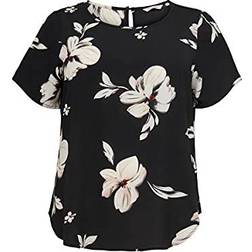 Only Carmakoma Carvika Short Sleeve Top - Black Florence Flower