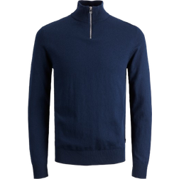 Jack & Jones Emil Plain Quarter Zip - Blue/Navy Blazer