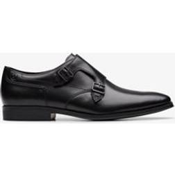 Clarks Monk Standard Fit Leather Shoes - Black
