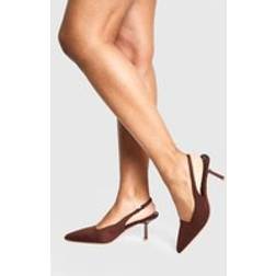 boohoo Mid Stiletto Slingback Court Shoes - Brown